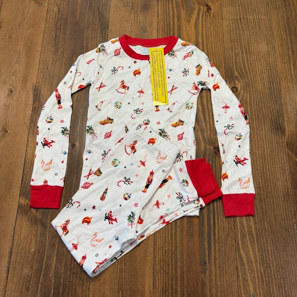 Lake Pima‎ Cotton Pajama Set Christmas Ornament Holiday Unisex Kids Size 6 NWT